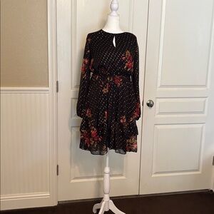 Simply Vera Vera Wang Black Floral Long Sleeve Dress